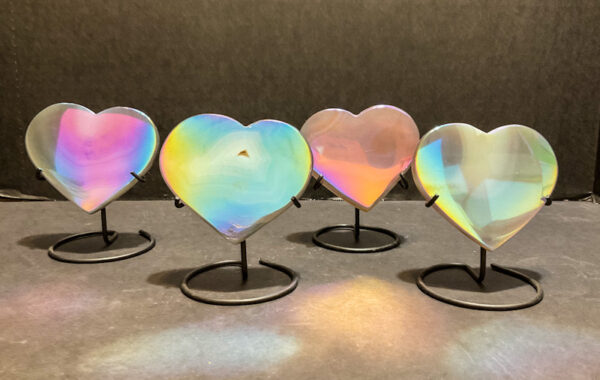 Agate Aura Heart on Stand