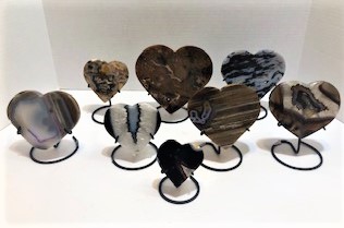 Agate Hearts on Stand
